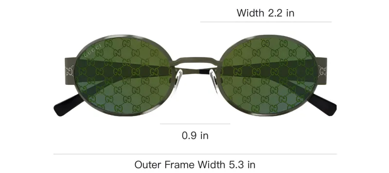 GUCCI Metal Oval Sunglasses Men's Green-2