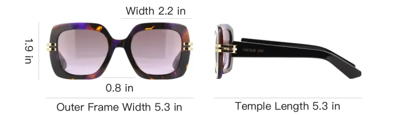 DIOR Acetate Square Sunglasses Unisex Tortoiseshell-3
