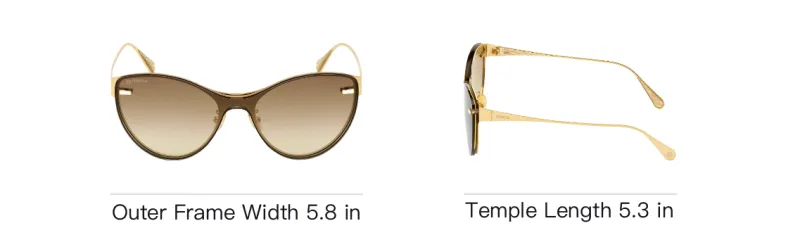 OMEGA Metal Cat Eye Sunglasses Women's Gold-3