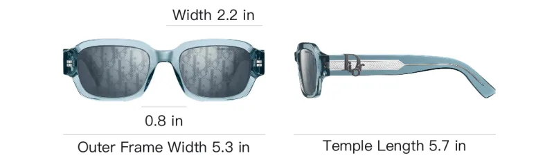 DIOR Acetate Metal Rectangular Sunglasses Unisex Blue-3