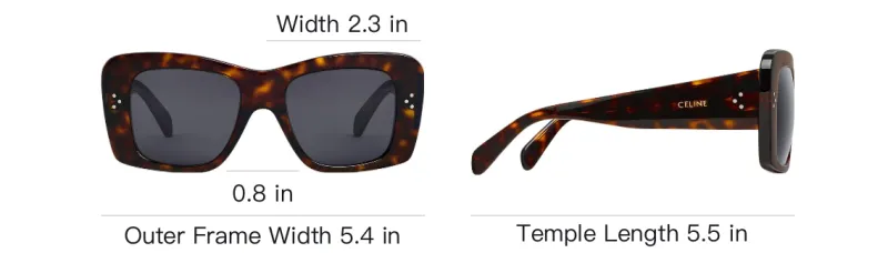 CELINE Acetate Square Sunglasses Women's Tortoiseshell-3
