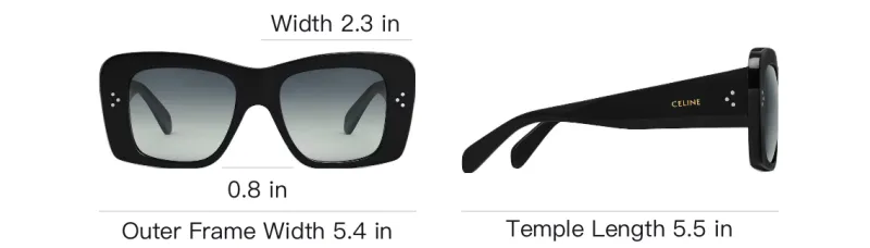 CELINE Acetate Square Sunglasses Women's Black-3