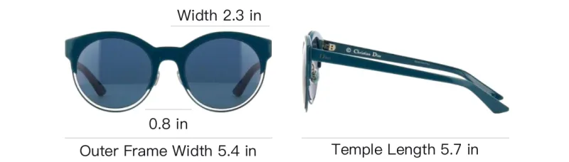 DIOR Plastic Propionic Acid Browline Sunglasses Unisex Blue-3