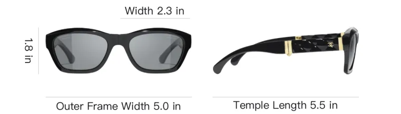 CHANEL Nylon Square Sunglasses Unisex Black-4