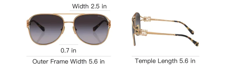 MIU MIU Metal Aviator Sunglasses Men's Gold-3