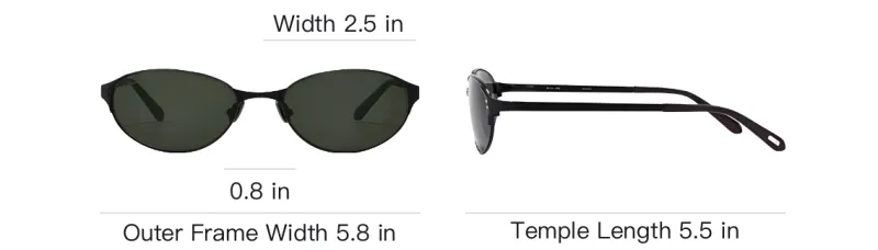 Fakeme Titanium Oval Sunglasses Unisex Black-3