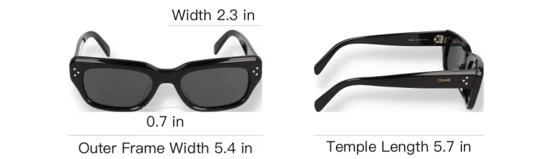 CELINE Acetate Square Sunglasses Unisex Black-3