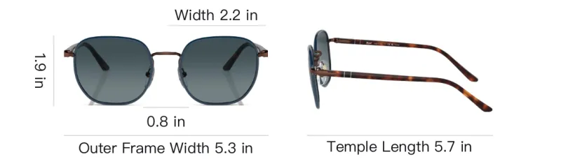PERSOL Metal Square Sunglasses Unisex Blue-5