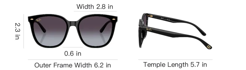 RayBan Injection Molded Square Sunglasses Unisex Black-6