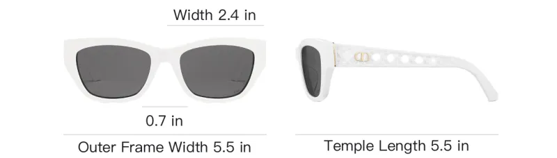 DIOR Acetate Metal Square Sunglasses Women's White-3