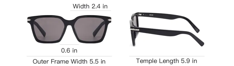 DIOR Plate Frame Irregular Shape Sunglasses Unisex Black-3