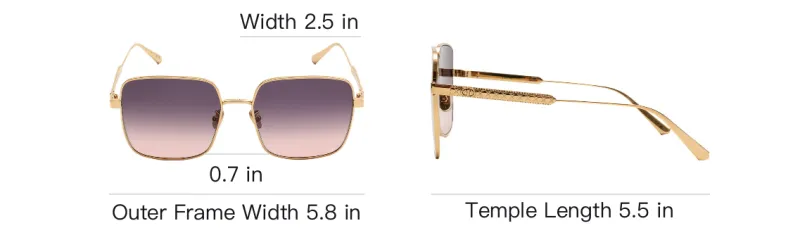 DIOR Metal Square Sunglasses Women's Gold-3
