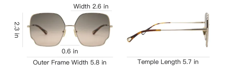 Chloe Metal Irregular Shape Sunglasses Women's Gold-3