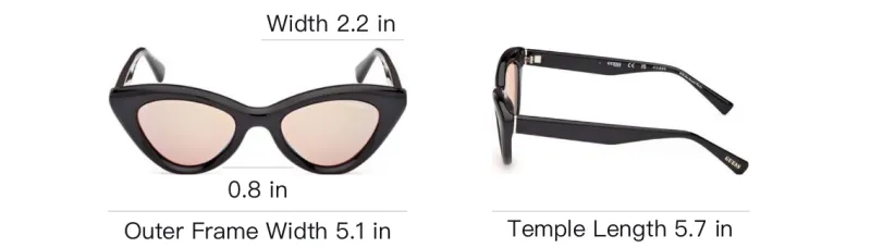 GUESS Injection Molded Cat Eye Sunglasses Unisex Black-3