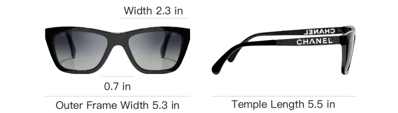 CHANEL Square Sunglasses Unisex Black-5