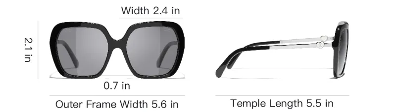 CHANEL Acetate Metal Acetate Square Sunglasses Unisex Black Silver-5