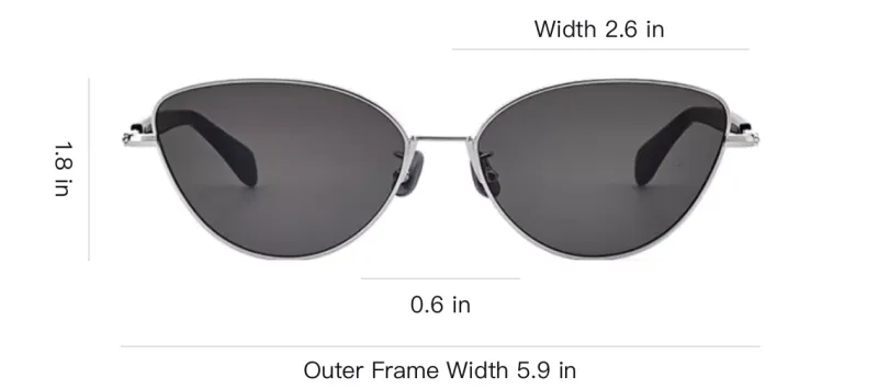 Fakeme Plate Frame Β Titanium Cat Eye Sunglasses Unisex Silver-3