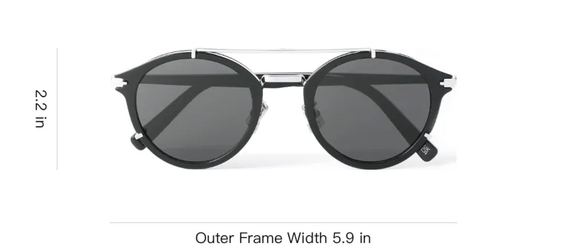 DIOR Acetate Metal Round Sunglasses Men's Black-2