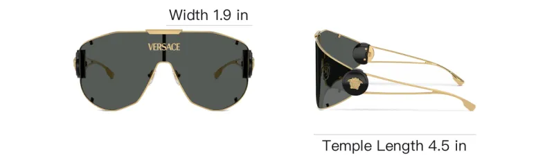 VERSACE Metal Irregular Shape Sunglasses Men's Gold-3