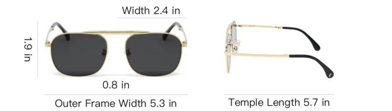 KESSLER Acetate Titanium Aviator Sunglasses Unisex Gold-2