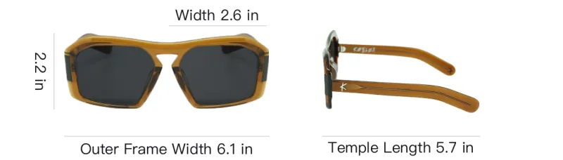 KESSLER Acetate Oval Sunglasses Unisex Brown-2