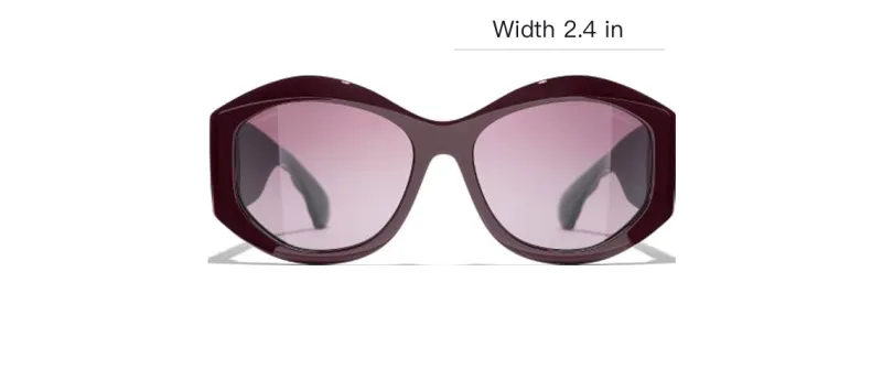 CHANEL Acetate Irregular Shape Sunglasses Women's Red Brown-3
