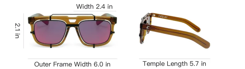 KESSLER Acetate Titanium Aviator Sunglasses Unisex Umber-2