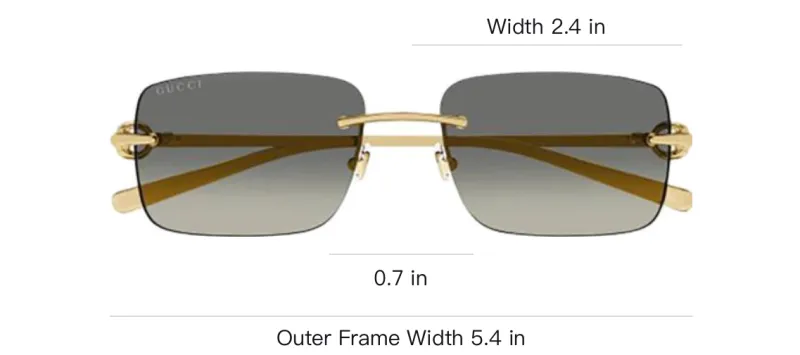GUCCI Metal Rectangular Sunglasses Men's Gold-3