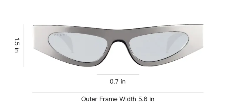 GUCCI Metal Enamel Irregular Shape Sunglasses Women's Silver-4