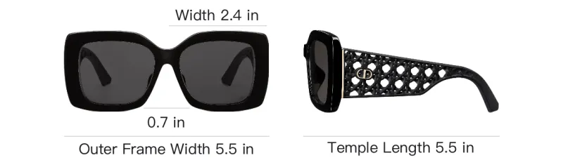 DIOR Acetate Polyamide Resin Square Sunglasses Women's Black-4