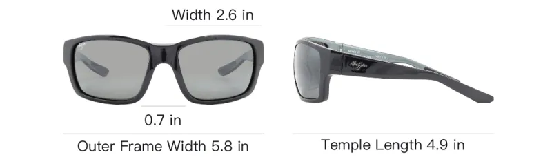 Maui Jim Nylon Rectangular Sunglasses Men's Black-3