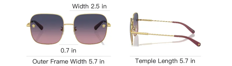 VERSACE Metal Oval Sunglasses Unisex Gold-3