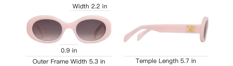 CELINE Acetate Oval Sunglasses Women's Pink-3