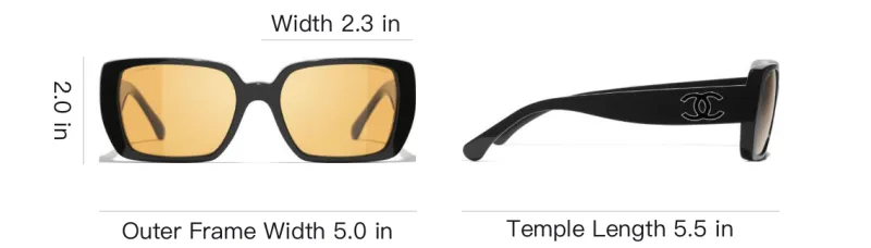 CHANEL Resin Square Sunglasses Unisex Black-5