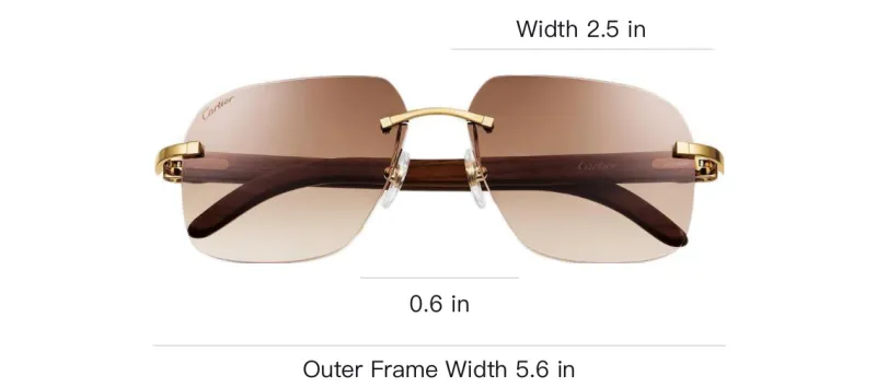 CARTIER Metal Wooden Square Sunglasses Men's Brown-2