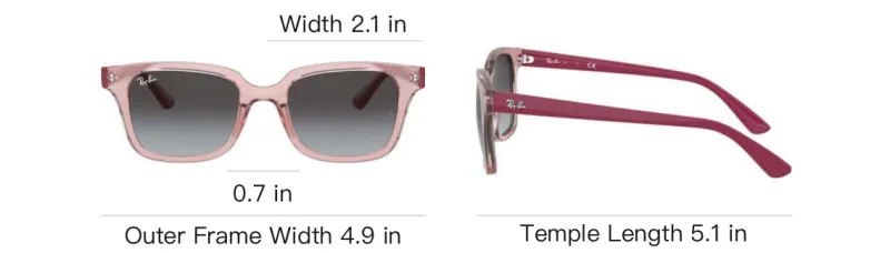 RayBan Plastic Square Sunglasses Unisex Pink-3