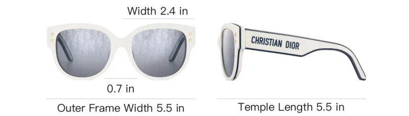 DIOR Acetate Square Sunglasses Women's White-3