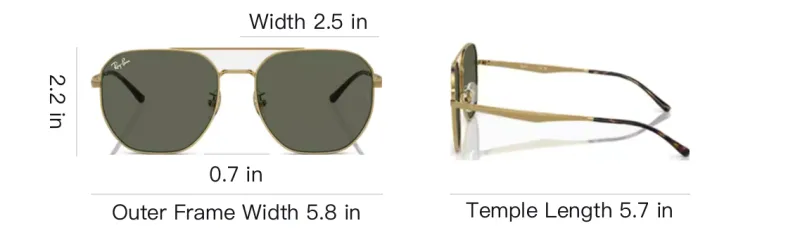 RayBan Metal Irregular Shape Sunglasses Men's Gold-3