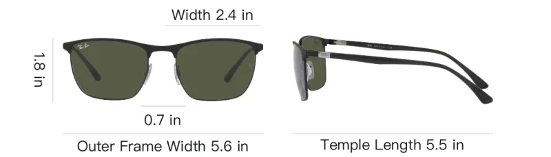 RayBan Metal Square Sunglasses Unisex Black-3