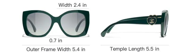 CHANEL Irregular Shape Sunglasses Women's Green-4