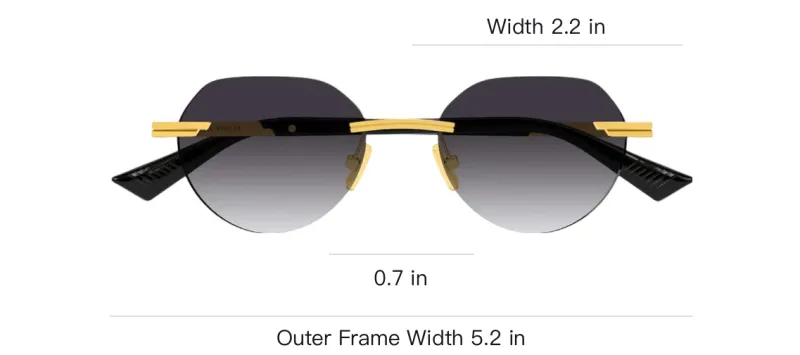 Bottega Veneta Metal Square Sunglasses Unisex Gold-2