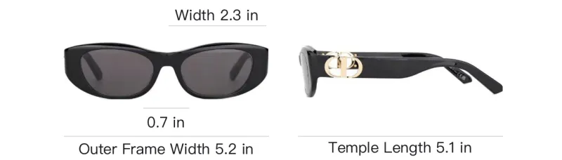 DIOR Plate Frame Oval Sunglasses Women's Black-3