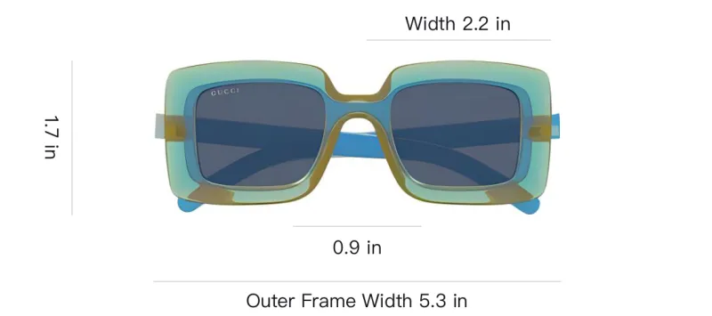 GUCCI Injection Molded Plastic Square Sunglasses Women's Blue-3