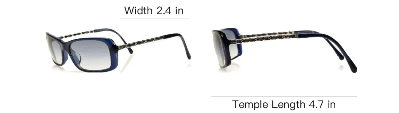 CHANEL Resin Acetate Rectangular Sunglasses Women's Blue-4