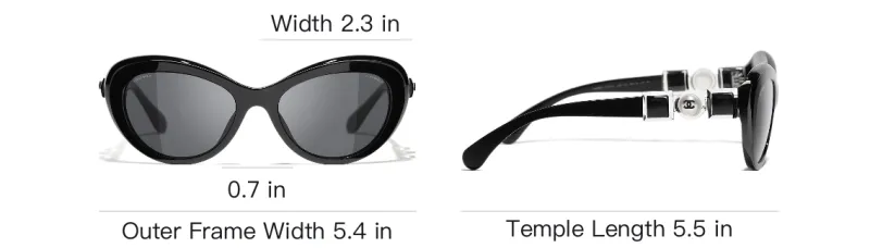 CHANEL Acetate Butterfly Sunglasses Unisex Black-3