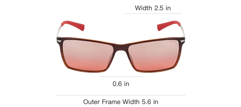 Police Injection Molded Rectangular Sunglasses Men's Red-2