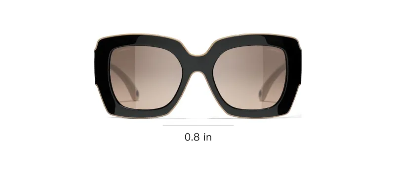 CHANEL Acetate Square Sunglasses Women's Black-3