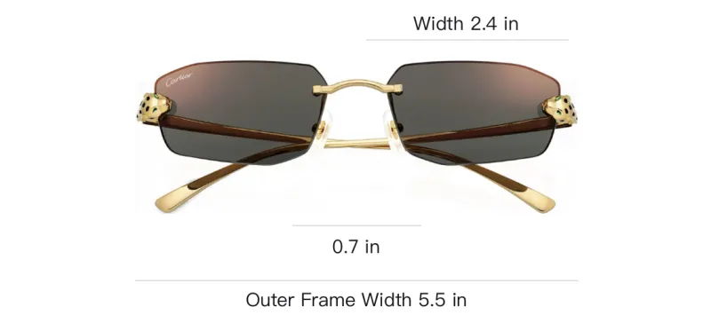 CARTIER Metal Irregular Shape Sunglasses Unisex Gold-3