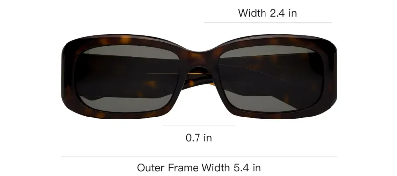 SAINT LAURENT Injection Molding Plastic Polyamide Rectangular Sunglasses Women's Brown Tortoiseshell-3