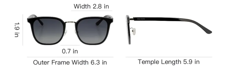VEDI VERO Acetate Metal Square Sunglasses Men's Black-4